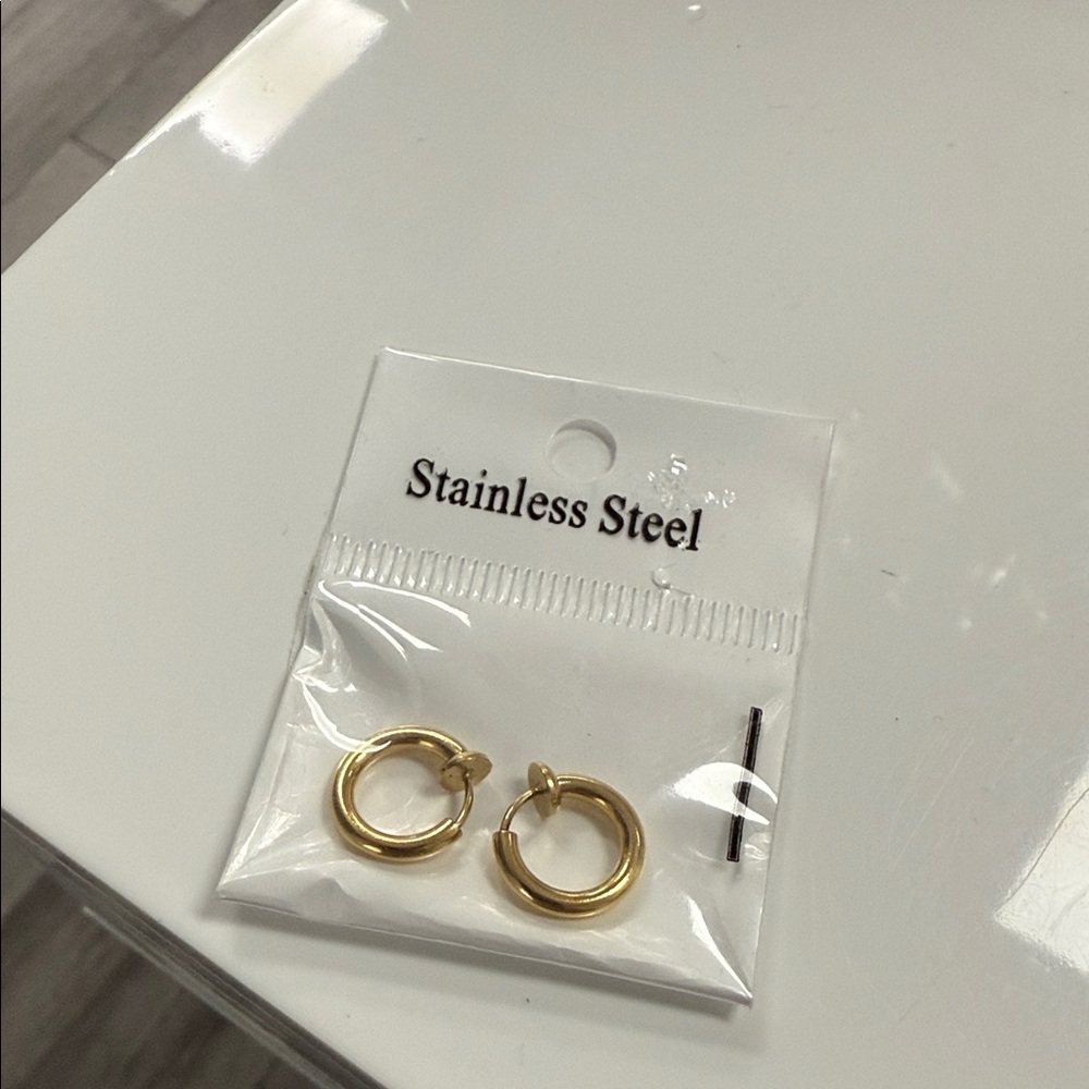 Gold Stainless Steel Hoop Earrings